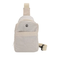 Marsupio minimalista in nylon bianco crema con logo metallico e tracolla regolabile - Bianco