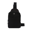Marsupio sportivo nero impermeabile in nylon con cerniera anteriore e logo metallico - Nero