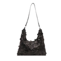 Bolso hobo chic de lentejuelas negras con correa de cuero y detalles metálicos - Negro