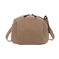 Minimalist khaki nylon shell bag with adjustable wide strap and double zipper closure - Khaki