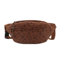 Sac banane en velours côtelé marron avec motifs cœurs et nœuds de forme croissant - Marron