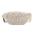 Sac banane en velours côtelé fleuri style japonais pour femme en blanc cassé à cœurs - Blanc