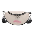 Cremeweiße Crossbody-Tasche mit schwarzer Paspelierung und Doppelring-Reißverschluss - Weiß