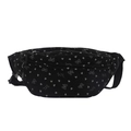 Sac banane noir avec imprimé nœuds et cœurs et bandoulière réglable pour femme - Noir