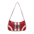 Red and white racing-style underarm bag with silver rivets and number 96 design - Red