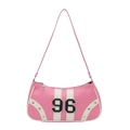 Pink American sport style underarm bag with white stripes and number 96 patch - Pink