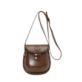 Retro dark brown saddle bag with polished finish and adjustable strap on white background - Basic Model (Without Pendant) / Brown