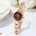 GEDI elegant women's watch in rose gold with chain strap and crystal-set gradient dial - Rose Gold Case Coffee Dial Rose Gold Strap