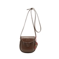 Dark caramel small square crossbody bag with strawberry charm and adjustable strap - With Pendant / Brown