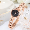 Orologio elegante in oro rosa da donna con cinturino a catena e quadrante nero - Cassa Oro Rosa Quadrante Nero Cinturino Oro Rosa