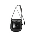 Glossy black saddle bag with U-shaped design and adjustable shoulder strap for women - Basic Model (Without Pendant) / Black