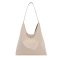 Minimalistische beige schoudertas met brede schouderband van hoogwaardig kunstleder-finish - Wit