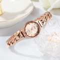 Elegant rose gold chain watch for women featuring a faceted glass dial and rhinestones - Rose Gold Case Rose Gold Dial Rose Gold Strap
