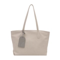 Sac fourre-tout minimaliste en simili cuir blanc cassé avec pendentif gris décoratif - Blanc
