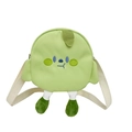 Simpatica borsa a tracolla tonda verde in tela con gambe 3D in peluche e ricamo - Verde