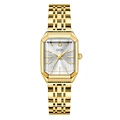 Orologio rettangolare GEDI in acciaio inossidabile dorato con quadrante argento a raggio di sole - Cassa Oro Quadrante Bianco Cinturino Oro