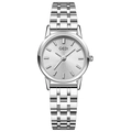 Elegant GEDI women's minimalist silver quartz watch with a durable stainless steel strap - Silver Case White Dial Silver Band