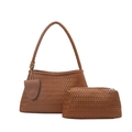 Brown woven leather large tote bag and matching pouch in classic Intrecciato style - Brown
