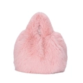 Sac à main chic en peluche rose clair pour femmes avec poignée en fourrure intégrée - Rose