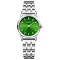 GEDI women's quartz watch with silver steel strap and vibrant green sunburst dial - Silver Case Green Dial Silver Strap