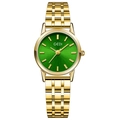 Elegant GEDI women's quartz watch featuring a gold steel strap and vibrant green dial - Gold Case Green Dial Gold Band