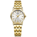 GEDI elegant gold-toned women's quartz watch with white dial and steel strap - Gold Case White Dial Gold Band