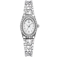 Elegant silver quartz watch with diamond-encrusted bezel and white mother of pearl dial - Silver Case White Dial (Silver Band)
