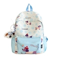 Lichtblauwe cartoon schoolrugzak met schattige hondenprint en pluche sleutelhanger - Blauw