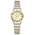 Montre quartz pour femme avec bracelet bicolore et cadran doré clair orné d'une étoile - Boîtier et Bracelet Or