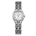 Elegante orologio al quarzo argento da donna con quadrante ovale e cinturino a maglie - Cinturino Argento Quadrante Bianco Cassa Bianca