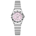 Montre de luxe GEDI pour femme en argent avec cadran en nacre rose et étoile - Boîtier Argenté Cadran Rose Bracelet Argenté