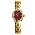 Orologio Gedi in metallo dorato con quadrante ovale rosso vino e numeri romani - Cassa Dorata Quadrante Rosso Cinturino Dorato