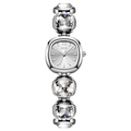 Orologio al quarzo argento da donna con maglie di lusso impreziosite da cristalli - Cassa Argento Quadrante Bianco Zircone Bianco Cinturino Argento
