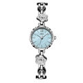 Reloj de lujo GEDI con esfera de nácar azul claro y brazalete de eslabones de rosa plata - Caja Plateada Esfera Azul Correa Plateada