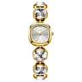 Orologio di lusso GEDI dorato da donna con grandi cristalli chiari e quadrante soleil - Cassa Oro Quadrante Bianco Zircone Bianco Cinturino Oro