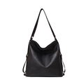 Large black hobo shoulder bag in lychee textured leather with adjustable strap for women - Black