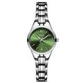 GEDI luxury silver bracelet watch for women with an emerald green sunburst dial - Silver Case Green Dial Silver Strap