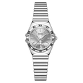Reloj GEDI de cuarzo plateado para mujer con números romanos y correa de eslabones metálicos - Caja Plateada Esfera Gris Correa Plateada