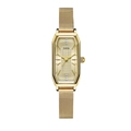 Orologio al quarzo quadrato dorato da donna con cinturino a maglia e quadrante minimalista - Oro