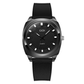 Orologio al quarzo GEDI nero con cassa a cuscino e cinturino in silicone a rombi - Nero