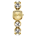 Orologio al quarzo di lusso GEDI da donna con cinturino in grandi cristalli scintillanti - Cassa Oro Quadrante Oro Zircone Bianco Cinturino Oro