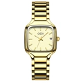 GEDI quadratische Goldene Damenuhr mit cremigem Zifferblatt und Gliederarmband - Goldenes Gehäuse Goldenes Zifferblatt Goldband