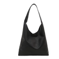 Bolso tote minimalista de piel sintética negra de gran tamaño para el trayecto invernal - Negro