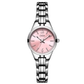 GEDI luxury quartz watch for women with pink sunray dial and silver metal bracelet - Silver Case Pink Dial Silver Band