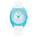 Orologio al quarzo GEDI con cassa azzurra e cinturino in silicone bianco a rombi - Blu/Bianco