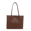 Large vintage faux leather tote bag in dark brown caramel with long shoulder straps - Brown No Pendant