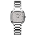 GEDI minimalistische quadratische Quarz-Damenuhr in Silber mit grauem Zifferblatt und Metallband - Silbernes Gehäuse Graues Zifferblatt Silberarmband