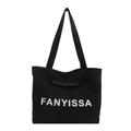 Grand sac fourre-tout en toile noire avec lettrage FANYISSA blanc pour le quotidien - Noir