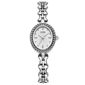 Elegant silver GEDI watch with oval dial and decorative bow-knot metal bracelet - Silver White Dial