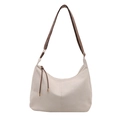 Chic cream hobo bag with brown shoulder strap and tassel detail for women - Rice White (No Pendant)